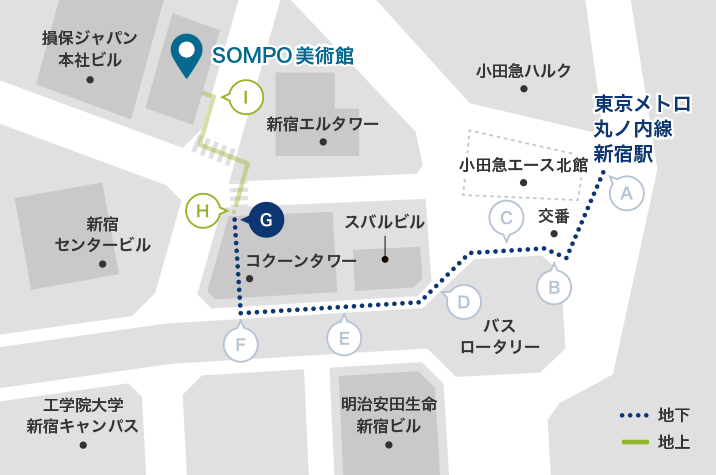エレベーターが見えたら乗車し、1Fを指定してください